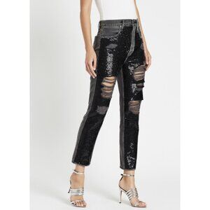 *** Frame Sequin Ripped Jeans Basque Rips Jeans Black ( 27 )